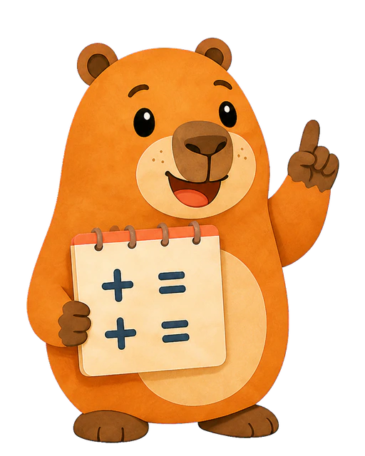 Kapy holding a calculator note and pointing to an idea